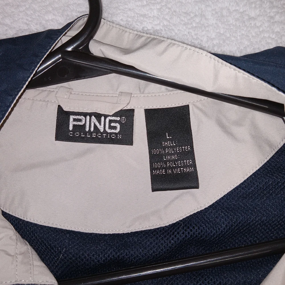 Ping Windbreaker Pullover 1/2 Snap Up Jacket Short Sleeve Men's Navy L Golf